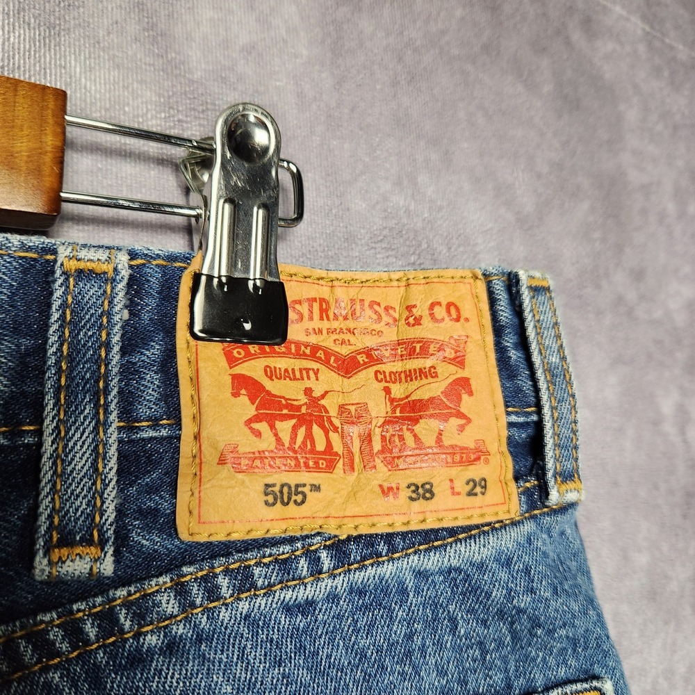 Levi's 505 Regular Fit Mens Jeans size 36‎ 38x29 Blue Straight Leg Classic Denim - Picture 7 of 14